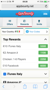The AppBounty's rewards page